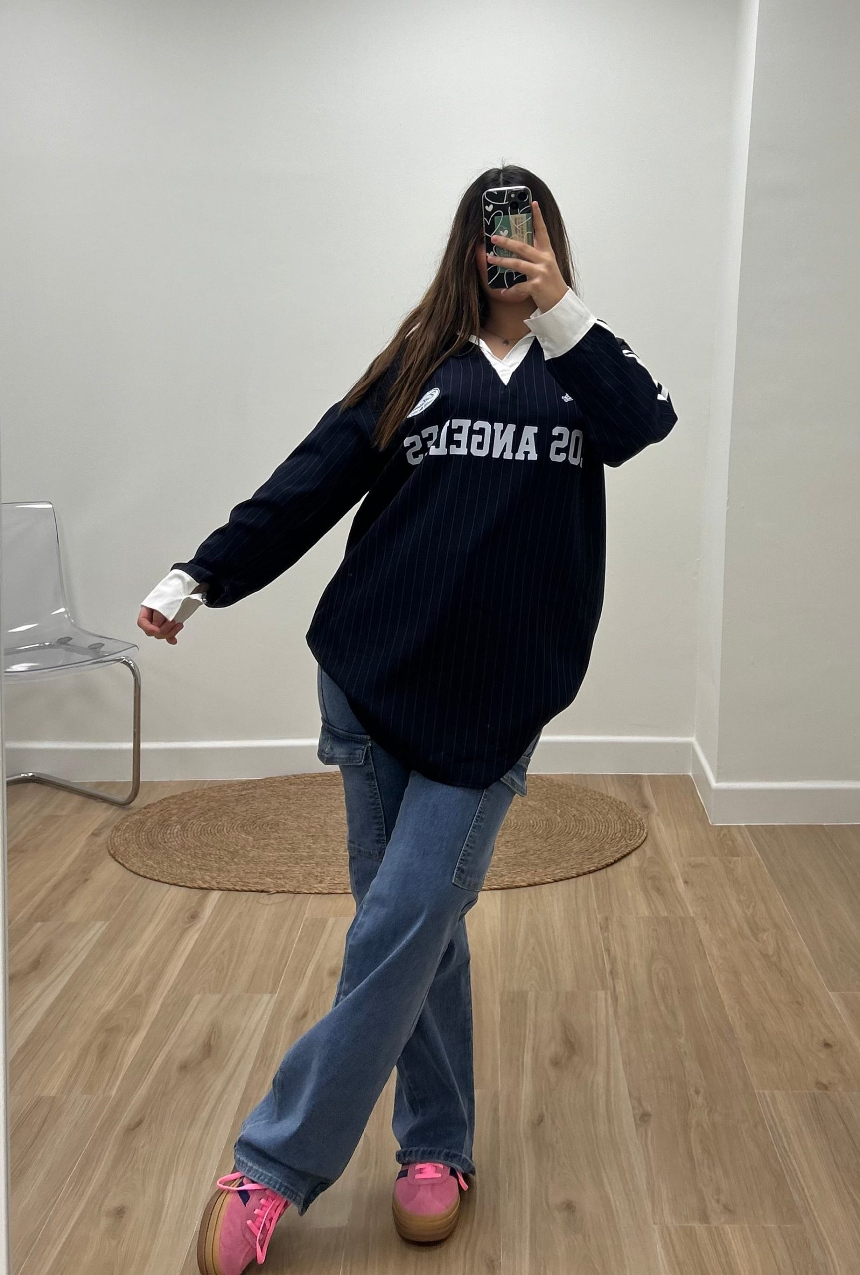 CAMISA OVERSIZE LOS ANGELES AZUL MARINO - Imagen 5